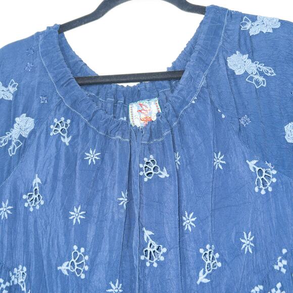 Johnny Was Navy Eyelet‎ Cupra Summer Dress Size Small - Picture 3 of 7